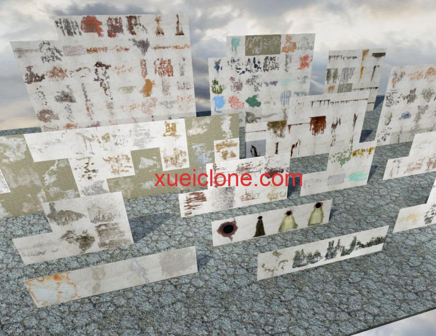 虚幻5ue5200多个腐朽贴图200 Grunge Decals1