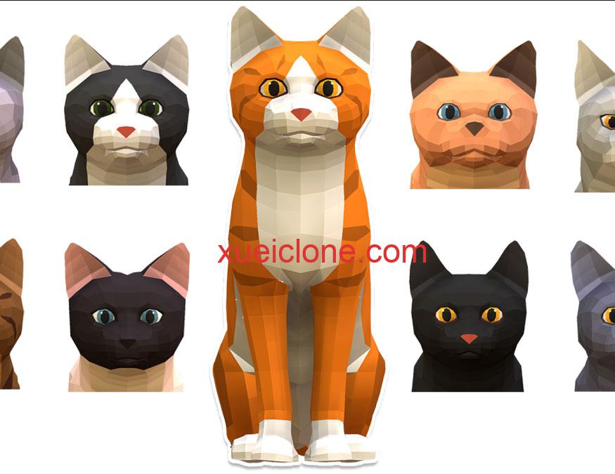 虚幻5ue5低模猫LowPoly Cats1