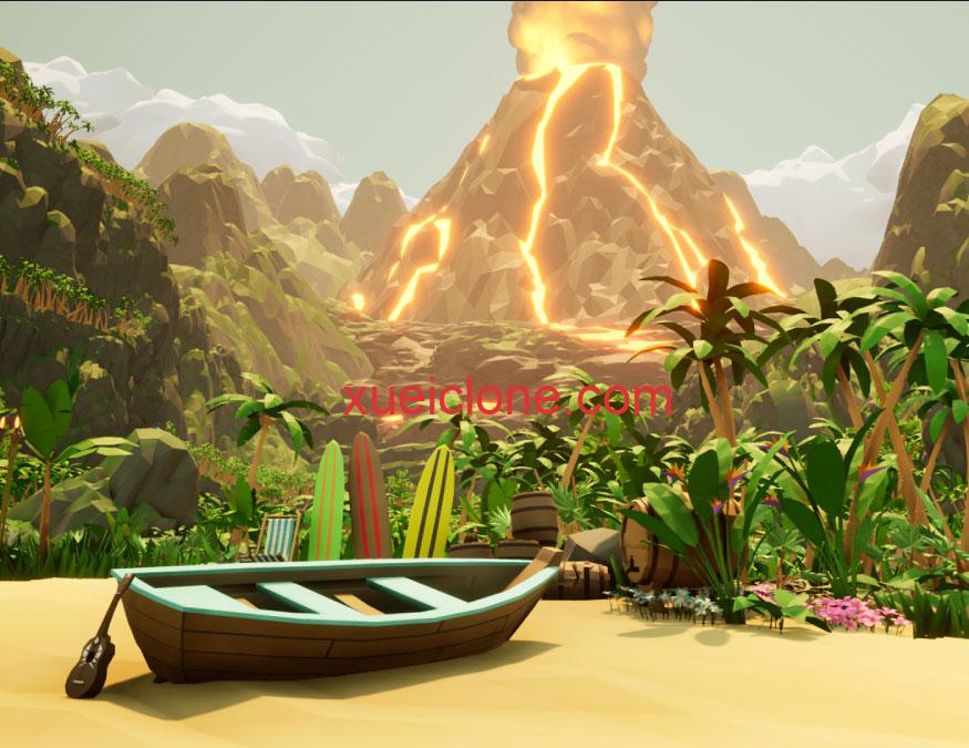 虚幻5ue5低聚风格的豪华2：热带环境Low Poly Style Deluxe 2 Tropical Environment1