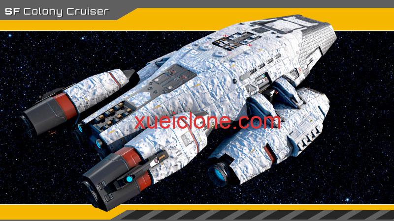 虚幻5ue5殖民地巡洋舰宇宙飞船Colony Cruiser Spaceship with Flight System3