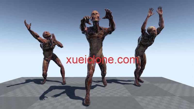 虚幻5ue5丧尸模型加动作Zombie1 Model+Animation4